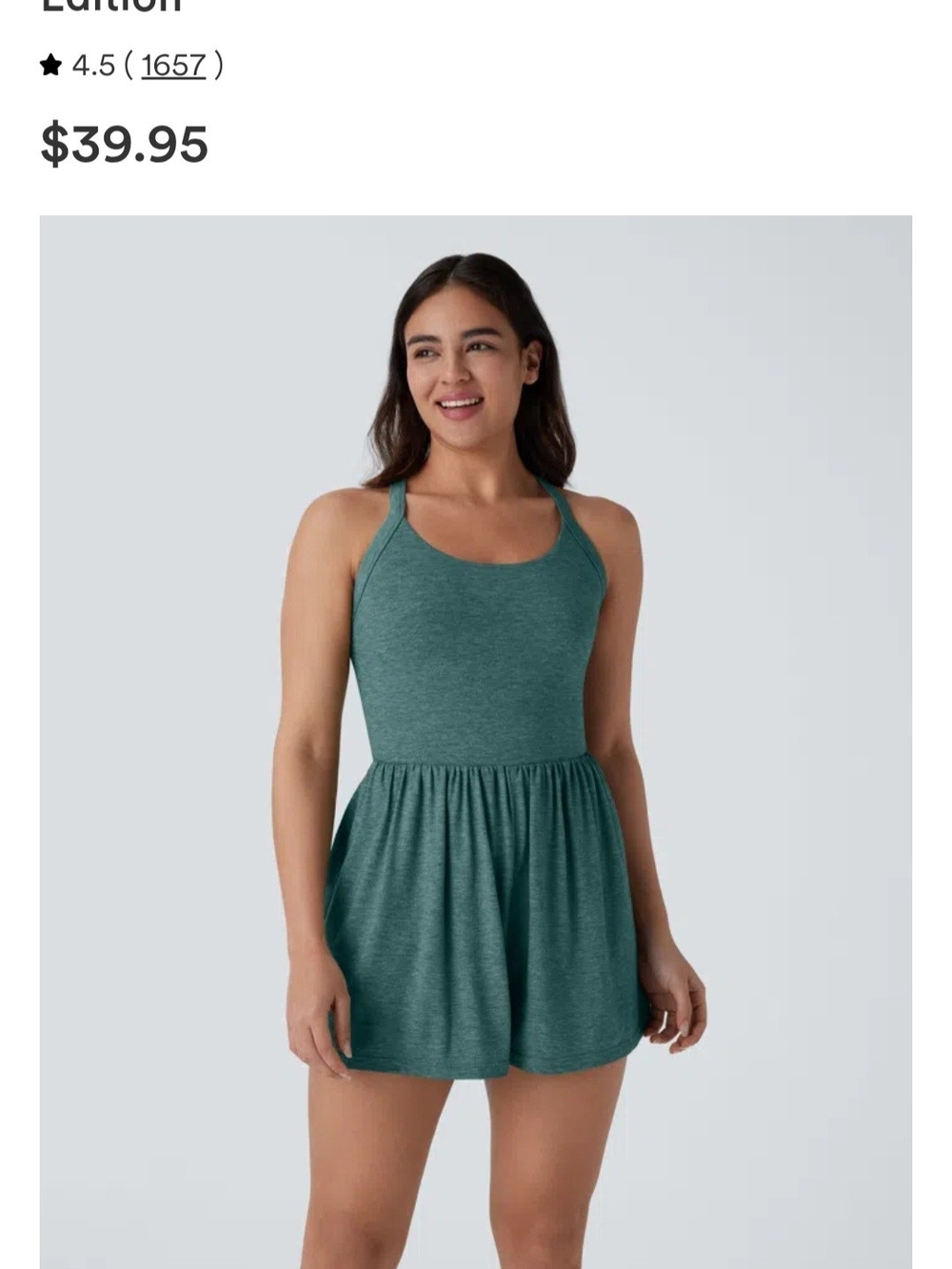 Halara 2 In 1 Romper Jade Green - Size Small Fair Condition